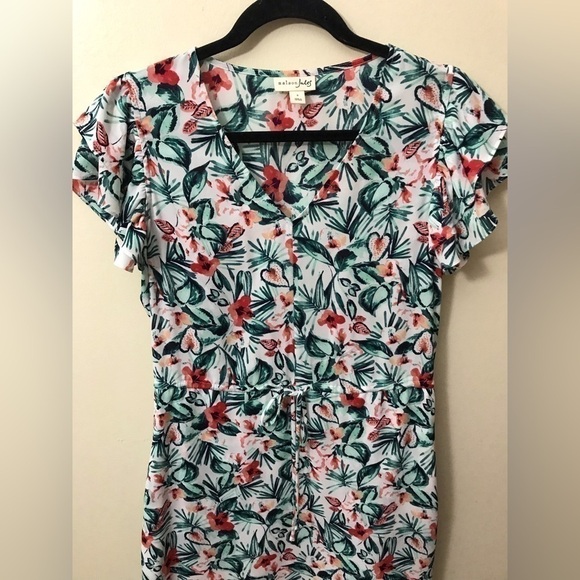 Maison Jules Womens Flutter Short Sleeve Floral Pullover Lightweight Dress Small - Picture 5 of 15